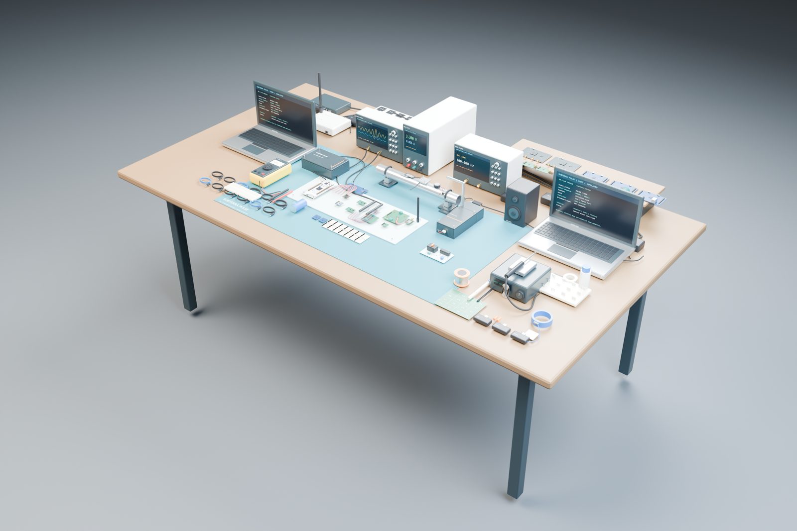 3D render of the full SubTerra Pulse laboratory bench